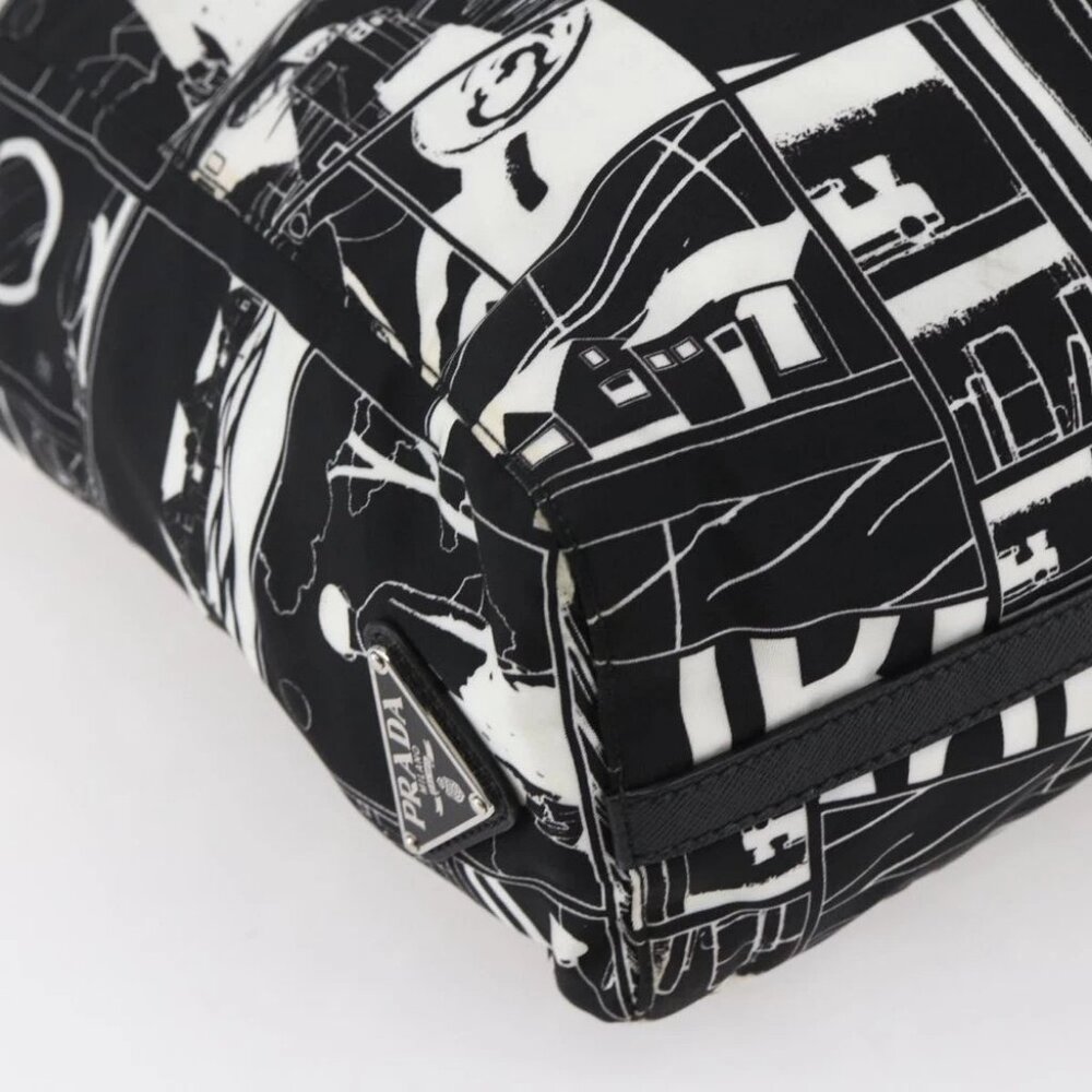 PRADA Tote Bag Nylon White Black Silver Auth - Picture 11 of 16